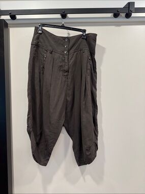Cop.Copine Men's Dark Brown Cargo Drop-Crotch Pants